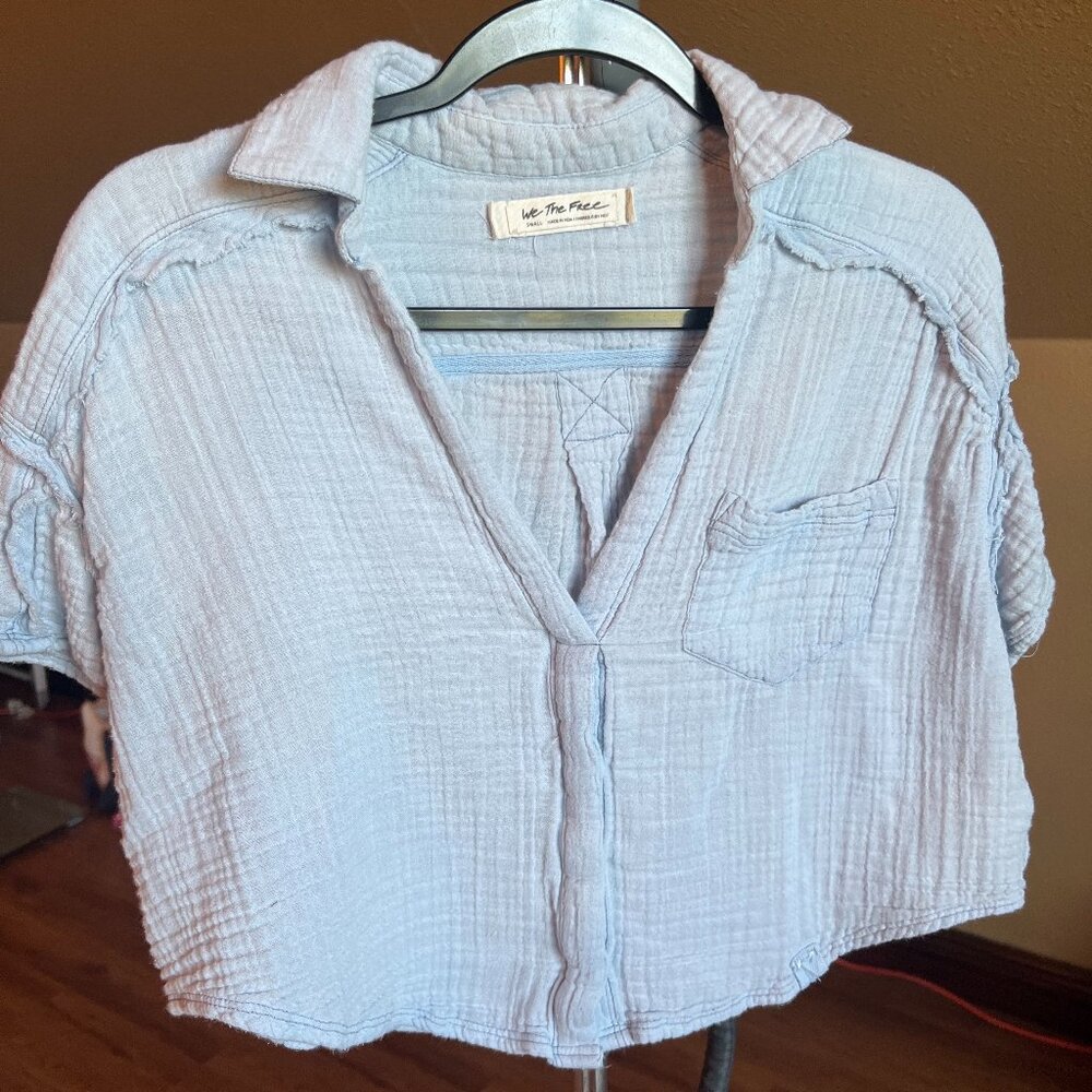 Free People Baby Blue Blouse